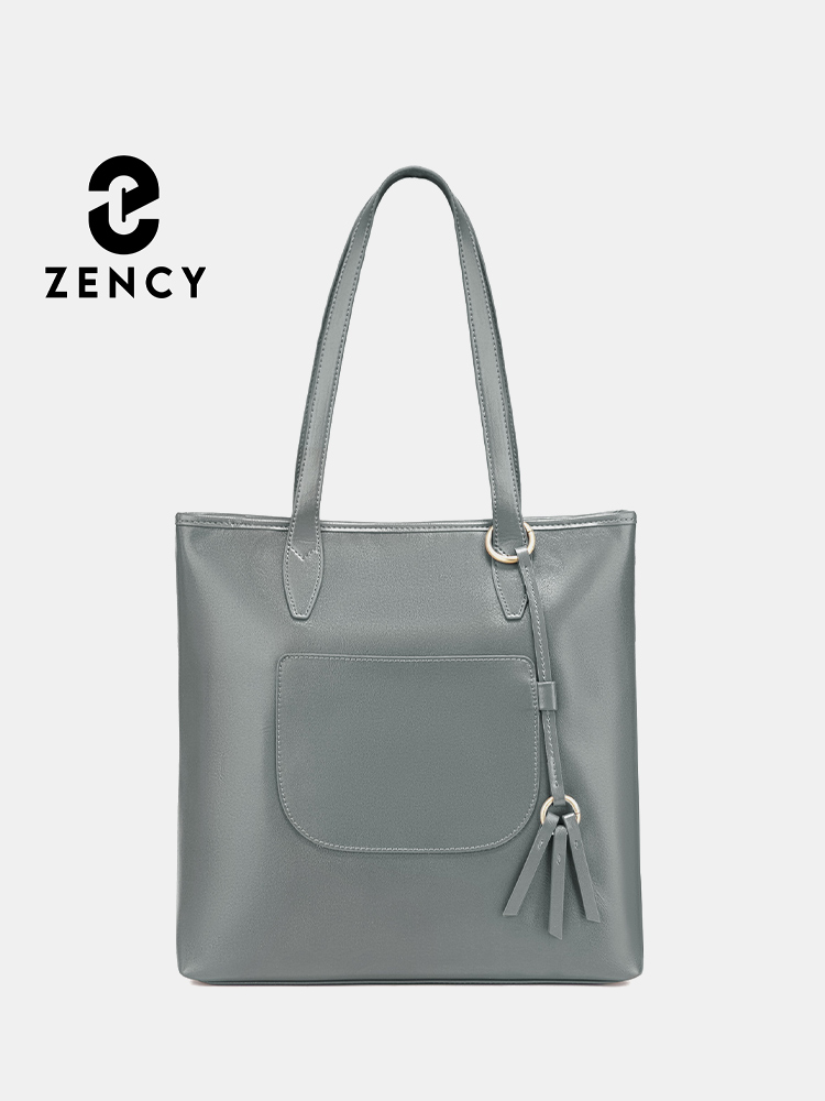 Women Bags Grey - Zency 100% Genuine Leather Handbag Large