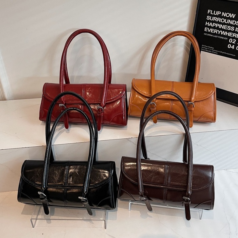 Women Bags For Airport - High Quality Burgundy PU Leather Underarm