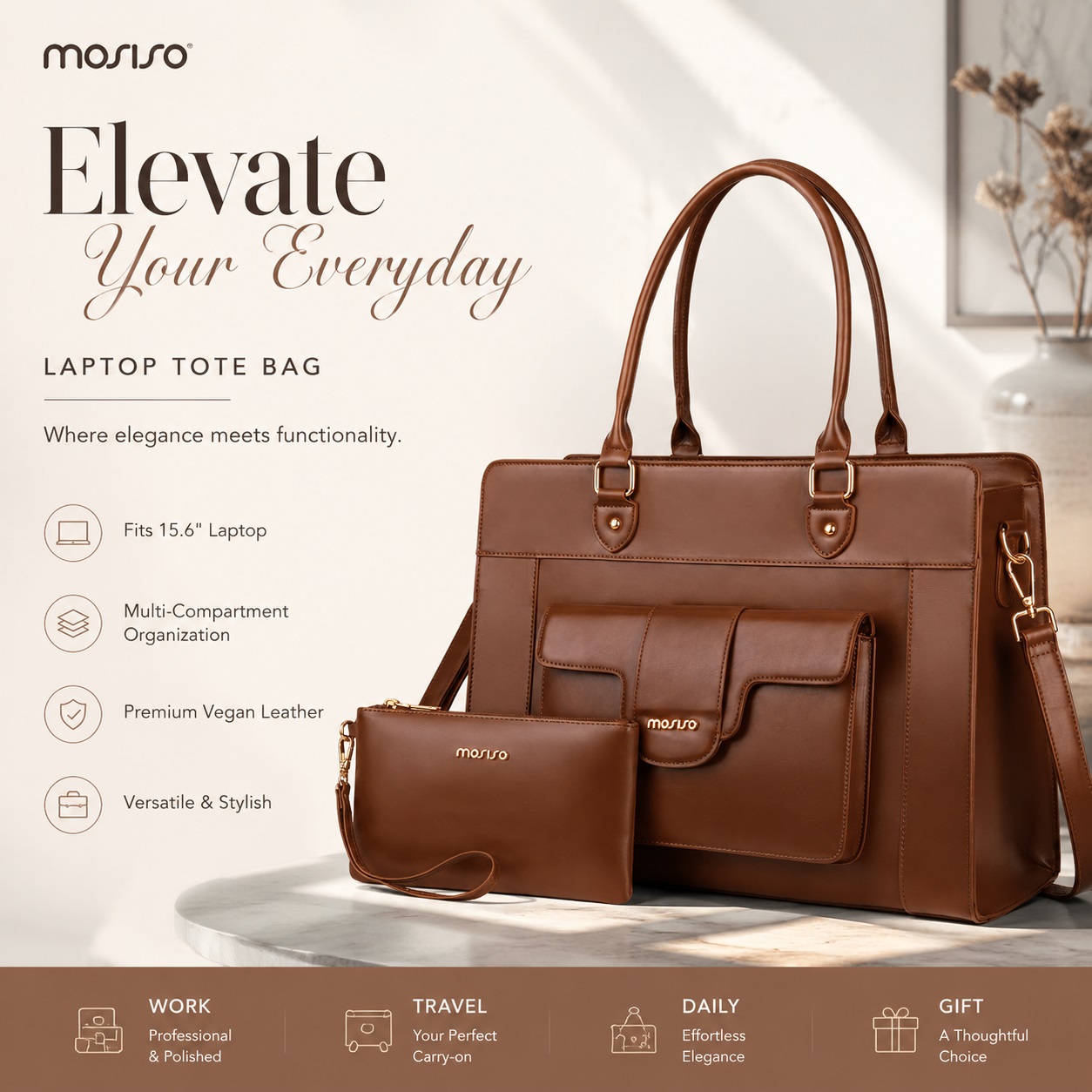 Women Bags With Laptop Compartment - MOSISO Laptop Tote Bag for Women