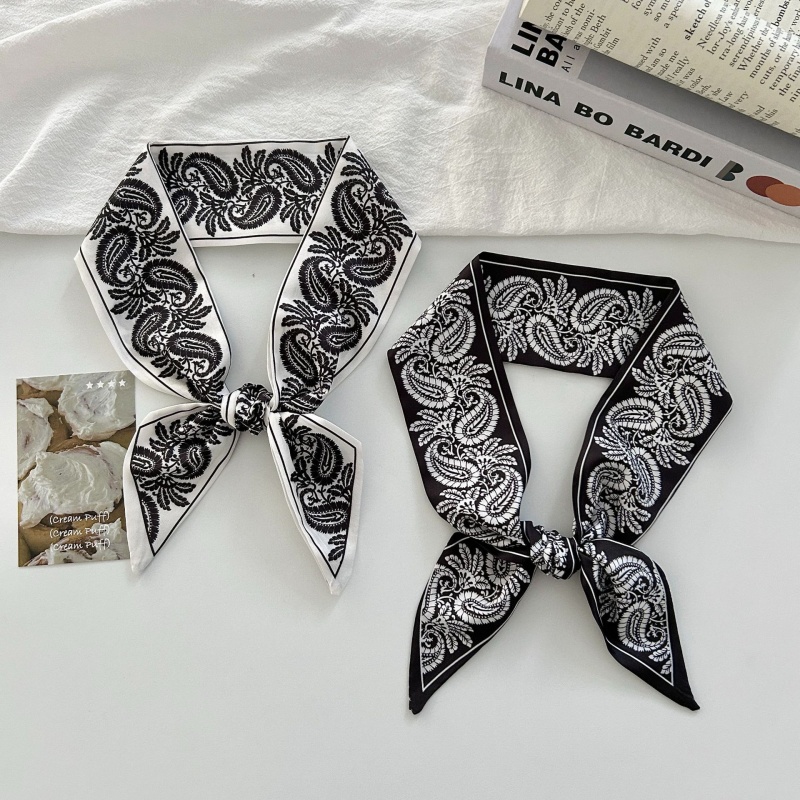 Women Bags For Office - Paisley Print Satin Skinny Scarf Fashion