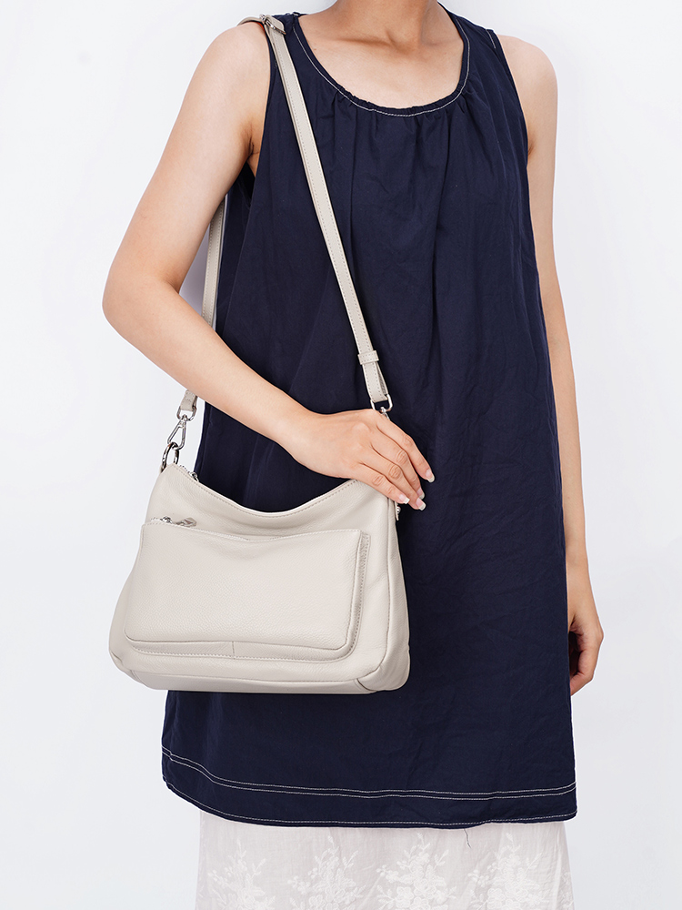 Zency Cowhide Leather Handbag  - Women Bags Grey recension och pris