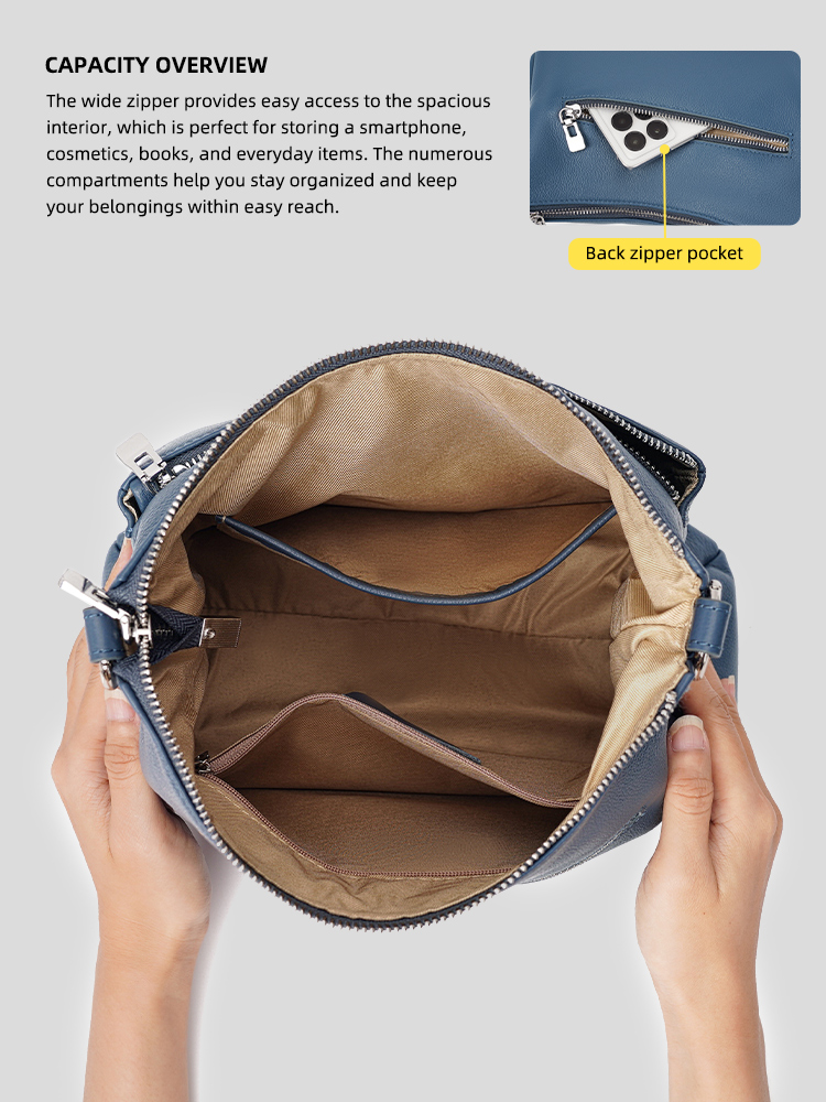 Zency Cowhide Leather Handbag  - Women Bags Grey recension och pris