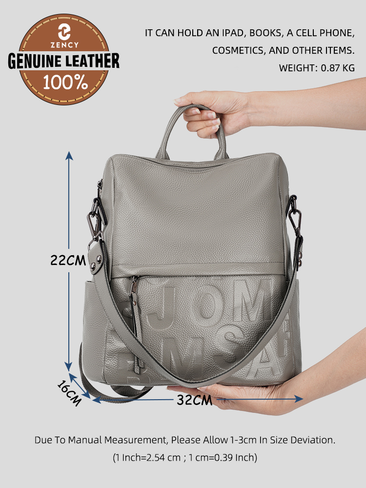 Zency Premium Genuine Leather  - Women Bags Grey recension och pris