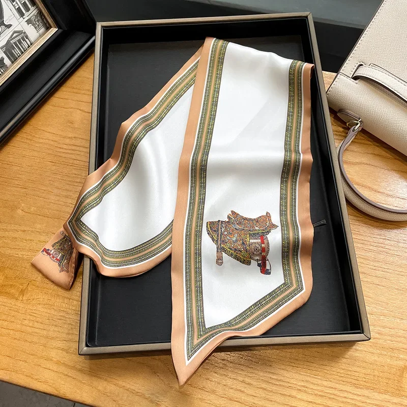 Retro Print Skinny Silk Scarfs - Women Bags For Office recension och pris