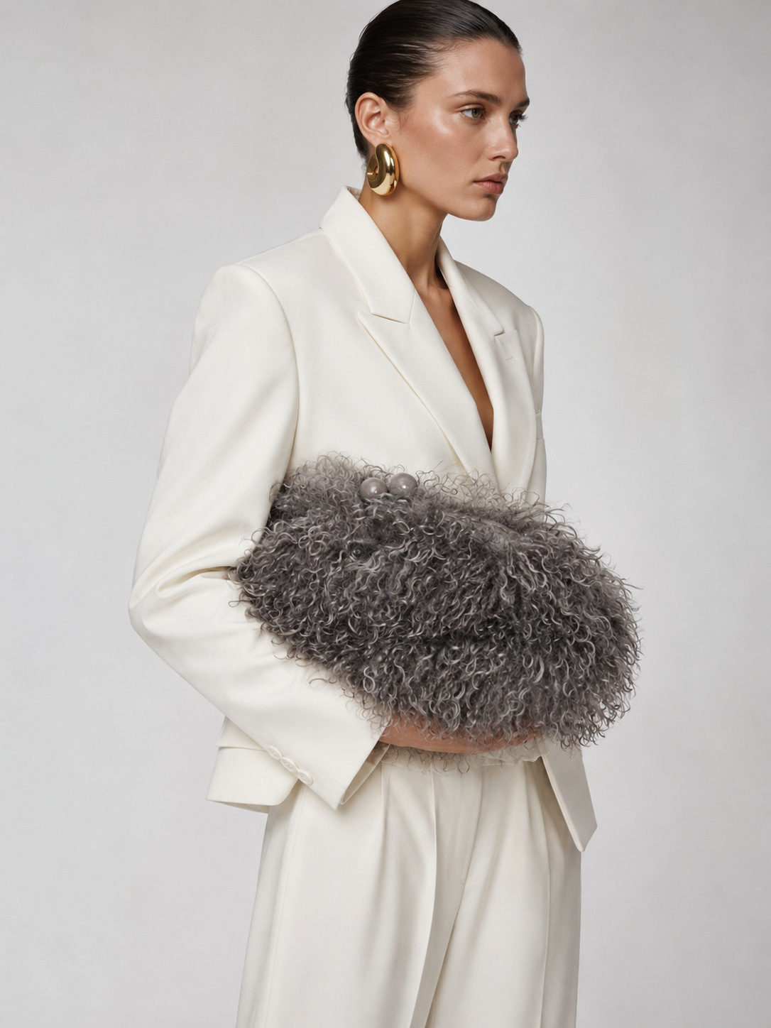 Women kisslock Faux Fur furry  - Women Bags Grey recension och pris
