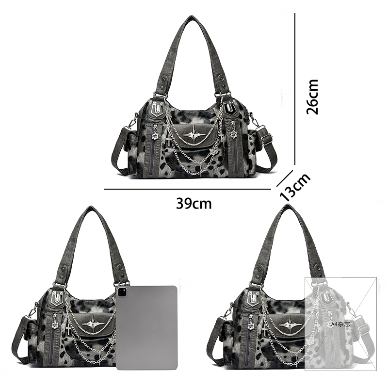 Grey Leopard Print Hangbag Cro - Women Bags Grey recension och pris