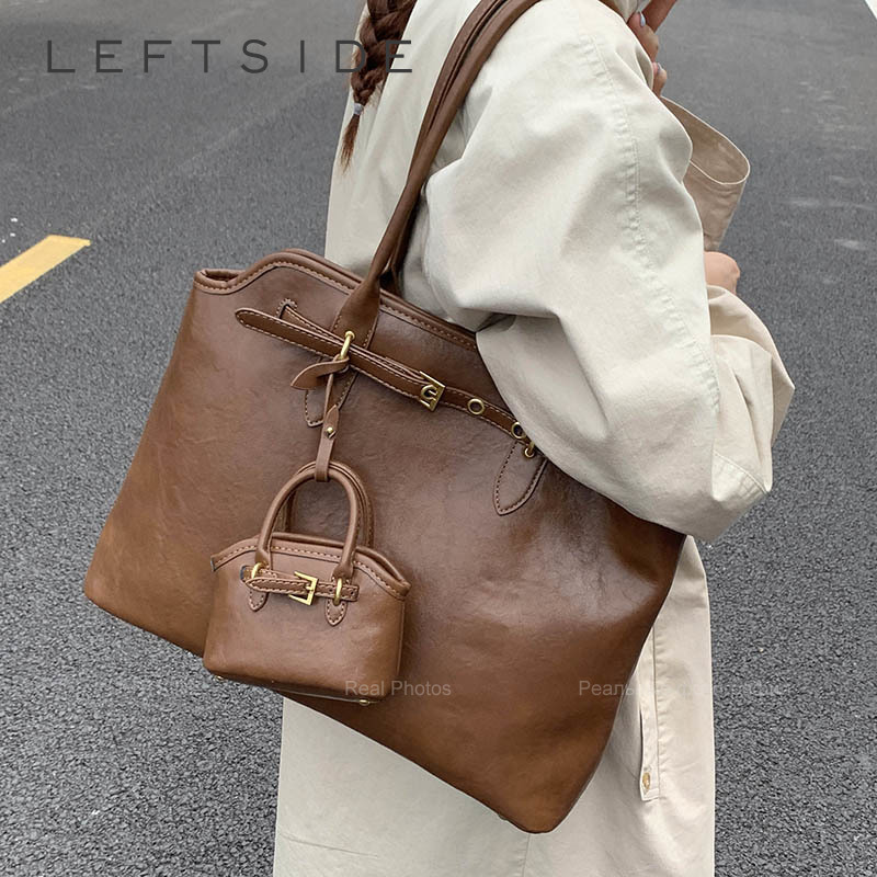LEFTSIDE Big PU Leather Short  - Women Bags For Airport recension och pris